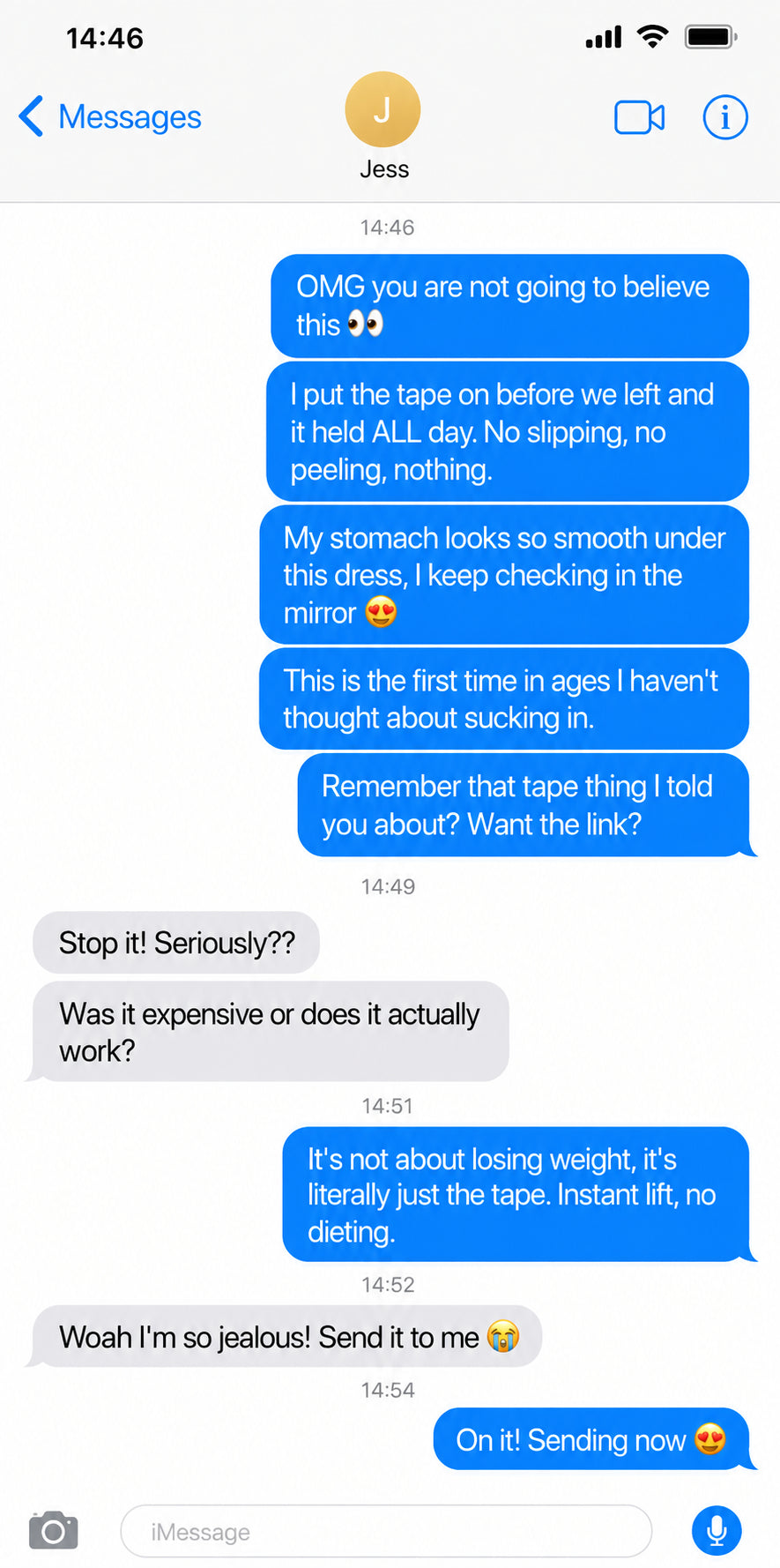 Screenshot of the message sent to a friend